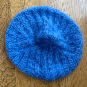 Ganni blue mohair beret
